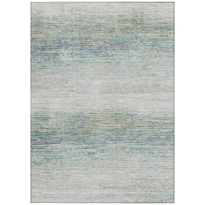 HomeRoots 5' Linen Striped Washable Area Rug - Durable Indoor/Outdoor Design for Effortless Coastal Charm 8' X 10' 608482