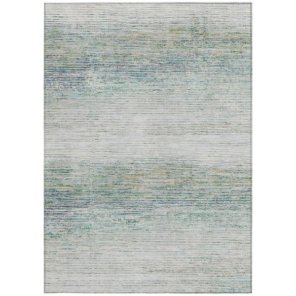 HomeRoots 5' Linen Striped Washable Area Rug - Durable Indoor/Outdoor Design for Effortless Coastal Charm 8' X 10' 608482