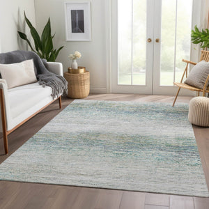 HomeRoots 5' Linen Striped Washable Area Rug - Durable Indoor/Outdoor Design for Effortless Coastal Charm 8' X 10' 608482
