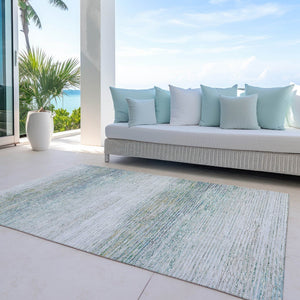 HomeRoots 5' Linen Striped Washable Area Rug - Durable Indoor/Outdoor Design for Effortless Coastal Charm 10' X 14' 608484