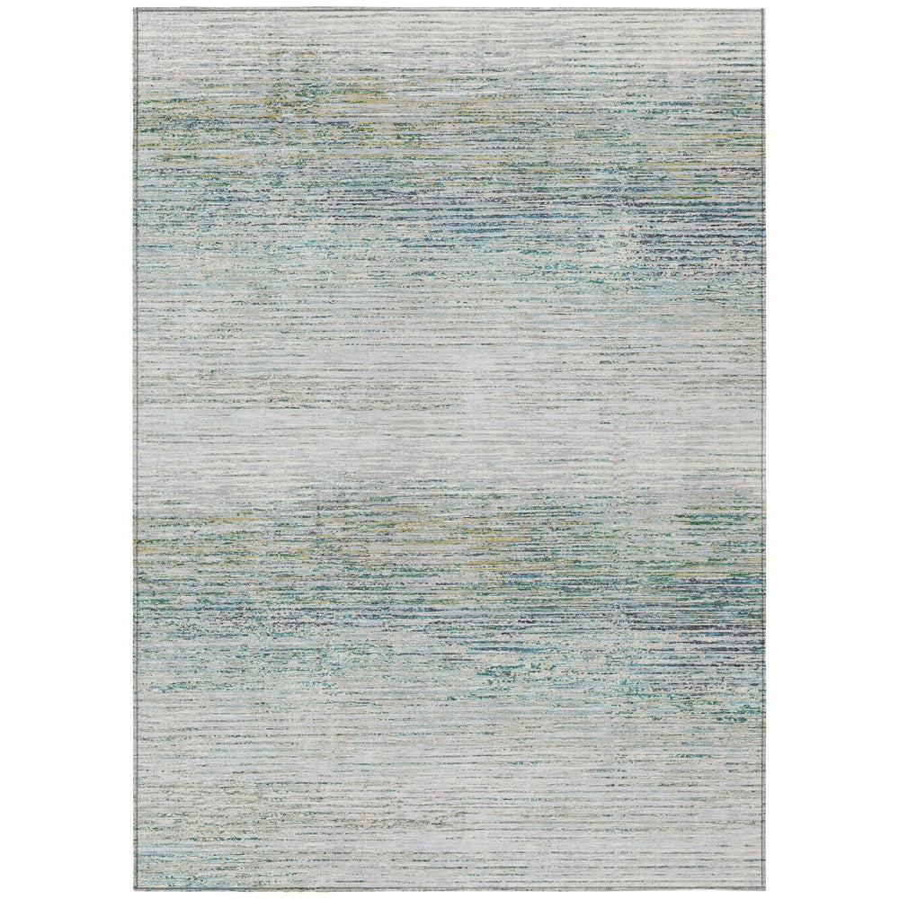 HomeRoots 5' Linen Striped Washable Area Rug - Durable Indoor/Outdoor Design for Effortless Coastal Charm 10' X 14' 608484