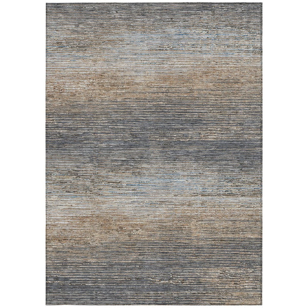 HomeRoots 5' Pewter Striped Washable Area Rug – Durable, Stylish, and Perfect for Indoor or Outdoor Spaces! 5' X 8' 608486