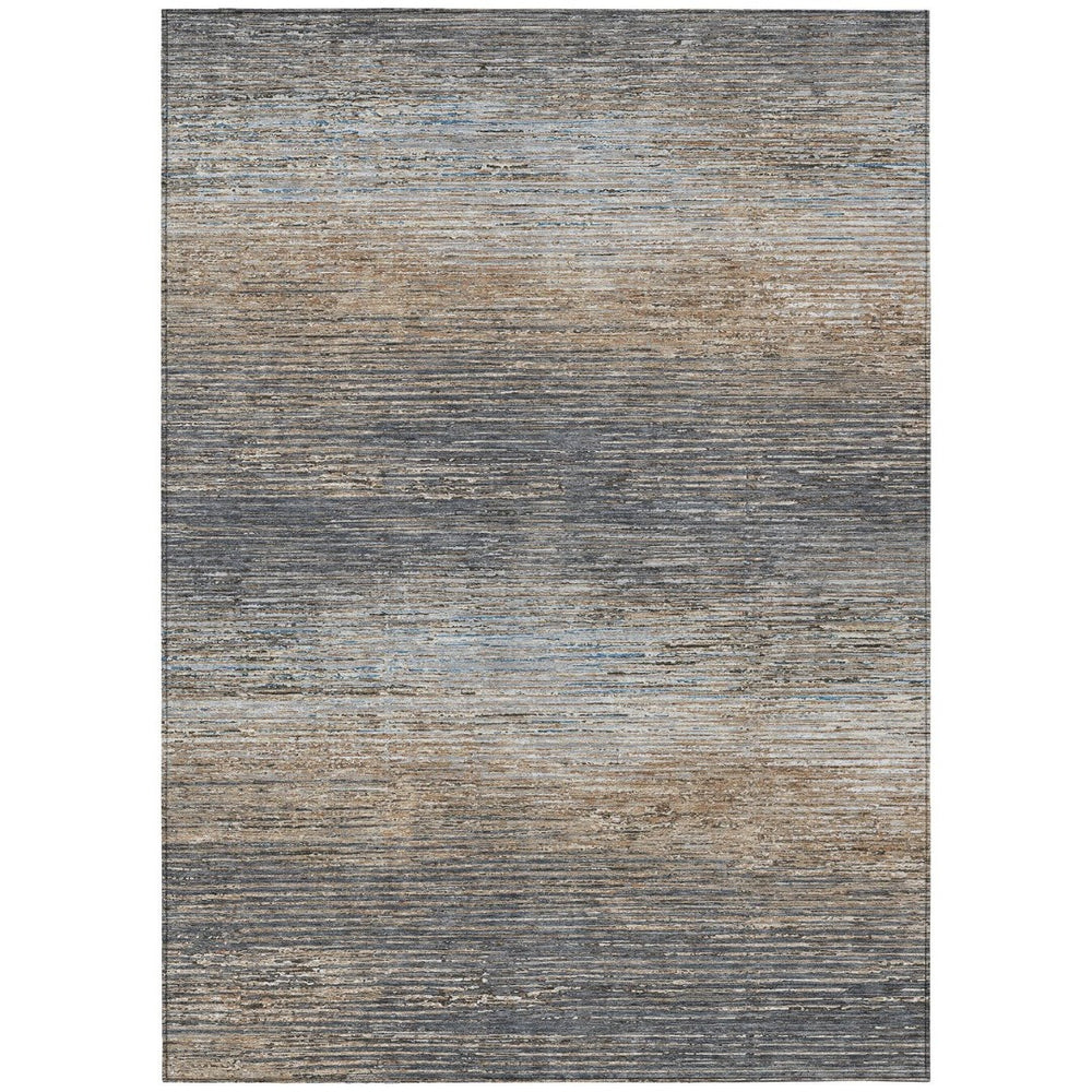 HomeRoots 5' Pewter Striped Washable Area Rug – Durable, Stylish, and Perfect for Indoor or Outdoor Spaces! 5' X 8' 608486