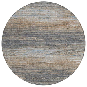 HomeRoots 5' Pewter Striped Washable Area Rug – Durable, Stylish, and Perfect for Indoor or Outdoor Spaces! 8' Round 608487