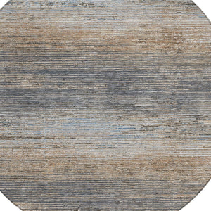 HomeRoots 5' Pewter Striped Washable Area Rug – Durable, Stylish, and Perfect for Indoor or Outdoor Spaces! 8' Round 608487