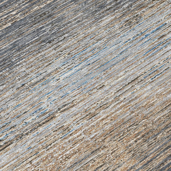 HomeRoots 5' Pewter Striped Washable Area Rug – Durable, Stylish, and Perfect for Indoor or Outdoor Spaces! 8' Round 608487