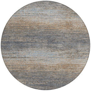 HomeRoots 5' Pewter Striped Washable Area Rug – Durable, Stylish, and Perfect for Indoor or Outdoor Spaces! 8' Round 608487