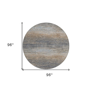 HomeRoots 5' Pewter Striped Washable Area Rug – Durable, Stylish, and Perfect for Indoor or Outdoor Spaces! 8' Round 608487