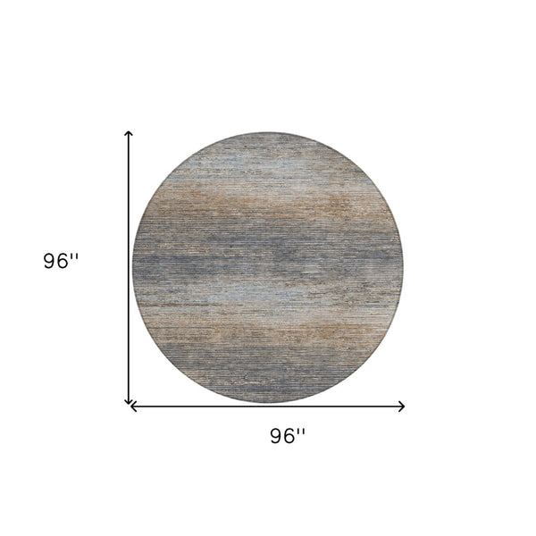 HomeRoots 5' Pewter Striped Washable Area Rug – Durable, Stylish, and Perfect for Indoor or Outdoor Spaces! 8' Round 608487