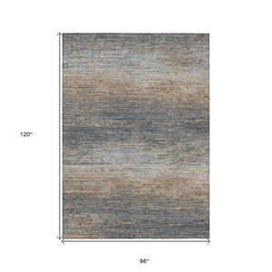 HomeRoots 5' Pewter Striped Washable Area Rug – Durable, Stylish, and Perfect for Indoor or Outdoor Spaces! 8' X 10' 608488