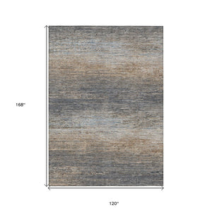 HomeRoots 5' Pewter Striped Washable Area Rug – Durable, Stylish, and Perfect for Indoor or Outdoor Spaces! 10' X 14' 608490