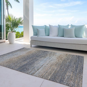 HomeRoots 5' Pewter Striped Washable Area Rug – Durable, Stylish, and Perfect for Indoor or Outdoor Spaces! 10' X 14' 608490