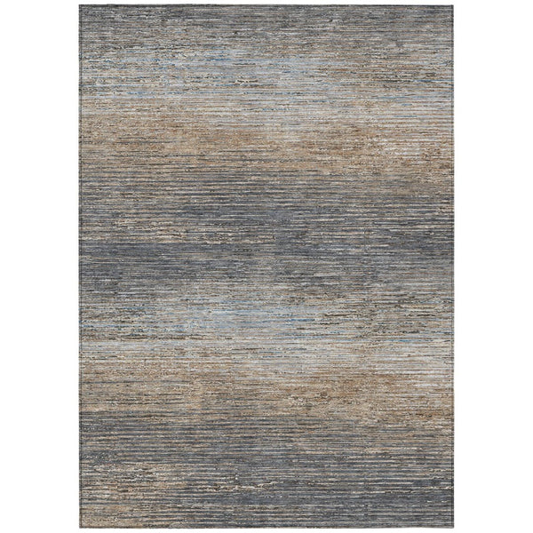 HomeRoots 5' Pewter Striped Washable Area Rug – Durable, Stylish, and Perfect for Indoor or Outdoor Spaces! 10' X 14' 608490