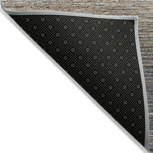 HomeRoots 5' Pewter Striped Washable Area Rug – Durable, Stylish, and Perfect for Indoor or Outdoor Spaces! 10' X 14' 608490