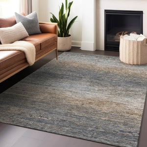 HomeRoots 5' Pewter Striped Washable Area Rug – Durable, Stylish, and Perfect for Indoor or Outdoor Spaces! 10' X 14' 608490