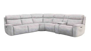 English Elm Power Reclining L-shaped Sectional with Wireless Charging Console and Zero Gravity Leatherette Taupe B2741S00786