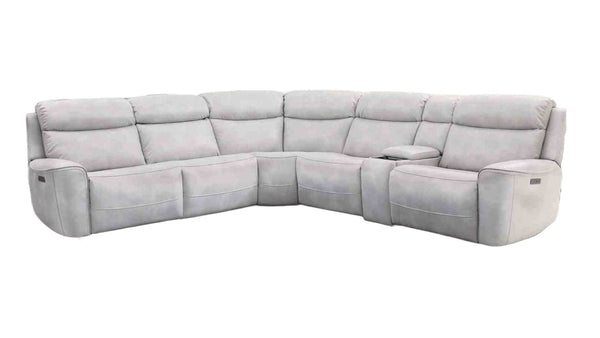 English Elm Power Reclining L-shaped Sectional with Wireless Charging Console and Zero Gravity Leatherette Taupe B2741S00786