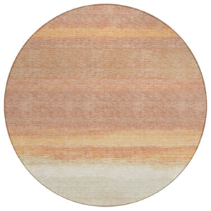 HomeRoots 5' Salmon Striped Indoor Outdoor Area Rug – Washable, Durable, and Stylish for Any Space 8' Round 608512