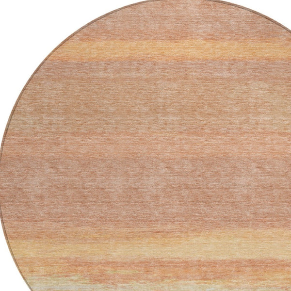 HomeRoots 5' Salmon Striped Indoor Outdoor Area Rug – Washable, Durable, and Stylish for Any Space 8' Round 608512
