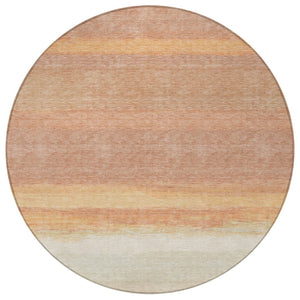 HomeRoots 5' Salmon Striped Indoor Outdoor Area Rug – Washable, Durable, and Stylish for Any Space 8' Round 608512