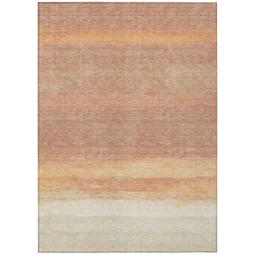 HomeRoots 5' Salmon Striped Indoor Outdoor Area Rug – Washable, Durable, and Stylish for Any Space 9' X 12' 608516