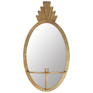 HomeRoots 28" Gold Mirrored Wall Sconce Candle Holder - Handmade Metal & Glass Accent for Glamorous Decor 608542
