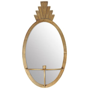 HomeRoots 28" Gold Mirrored Wall Sconce Candle Holder - Handmade Metal & Glass Accent for Glamorous Decor 608542