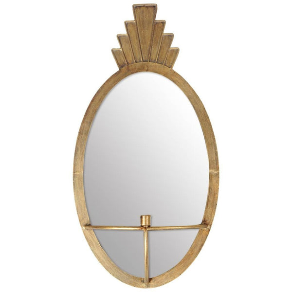 HomeRoots 28" Gold Mirrored Wall Sconce Candle Holder - Handmade Metal & Glass Accent for Glamorous Decor 608542
