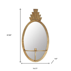 HomeRoots 28" Gold Mirrored Wall Sconce Candle Holder - Handmade Metal & Glass Accent for Glamorous Decor 608542
