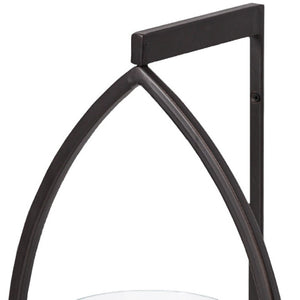 HomeRoots 22" Modern Black Geometric Lantern Candle Holder - Handmade Metal & Glass Decor for Any Space 608543