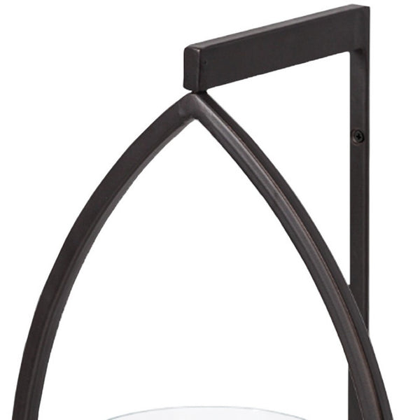HomeRoots 22" Modern Black Geometric Lantern Candle Holder - Handmade Metal & Glass Decor for Any Space 608543