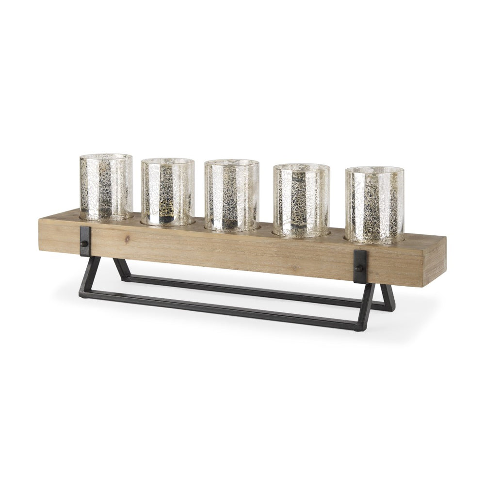 HomeRoots 7" Handcrafted Distressed Mirrored Tabletop Candle Holder - Vintage Charm for Home Décor & Gifting 608555