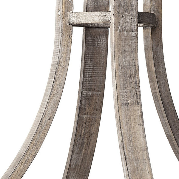 HomeRoots 25" Brown Distressed Hurricane Candle Holder - Handmade Wood & Metal Décor for Home & Gifting 608557