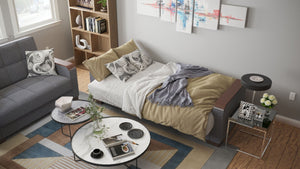 English Elm Primenest Zenaero X Loveseat - Convertible Grey Chenille Upholstered Sofa With Storage & Comfort B030P281775-GIGA