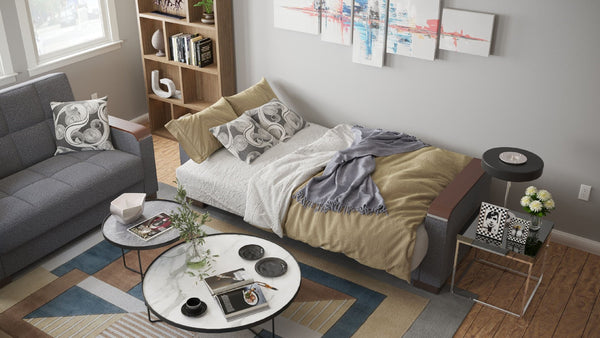 English Elm Primenest Zenaero X Loveseat - Convertible Grey Chenille Upholstered Sofa With Storage & Comfort B030P281775-GIGA