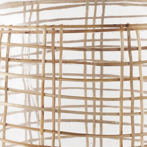 HomeRoots 20" Elegant Clear Glass Bottle Floor Vase with Natural Rattan Wrap - Coastal Chic Home Decor 608578