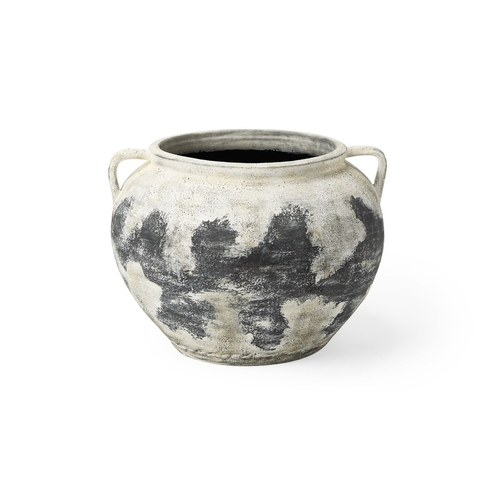 HomeRoots 15" Black And White Ombre Amphora Ceramic Floor Vase - Timeless Elegance for Home Décor & Gifts 608579