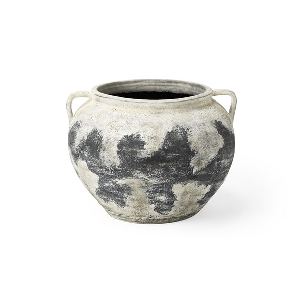 HomeRoots 15" Black And White Ombre Amphora Ceramic Floor Vase - Timeless Elegance for Home Décor & Gifts 608579