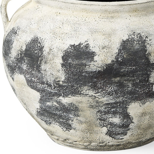 HomeRoots 15" Black And White Ombre Amphora Ceramic Floor Vase - Timeless Elegance for Home Décor & Gifts 608579
