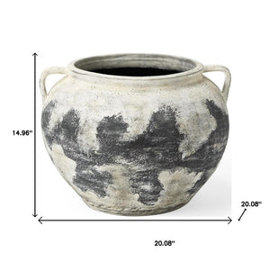 HomeRoots 15" Black And White Ombre Amphora Ceramic Floor Vase - Timeless Elegance for Home Décor & Gifts 608579