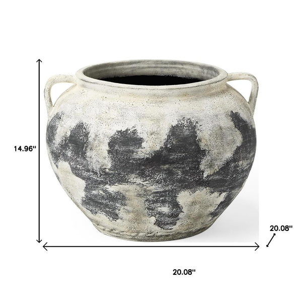 HomeRoots 15" Black And White Ombre Amphora Ceramic Floor Vase - Timeless Elegance for Home Décor & Gifts 608579