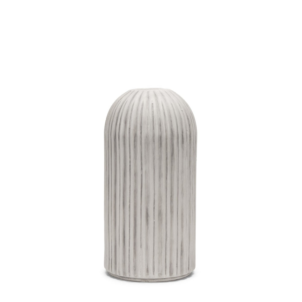 HomeRoots 16" Gray and White Striped Ceramic Floor Vase - Elegant Home Decor for Fresh Flowers & Arrangements 608582