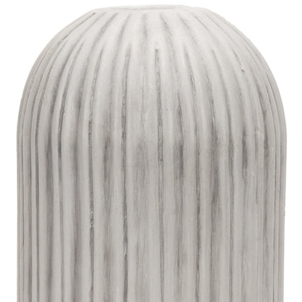 HomeRoots 16" Gray and White Striped Ceramic Floor Vase - Elegant Home Decor for Fresh Flowers & Arrangements 608582