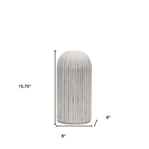 HomeRoots 16" Gray and White Striped Ceramic Floor Vase - Elegant Home Decor for Fresh Flowers & Arrangements 608582