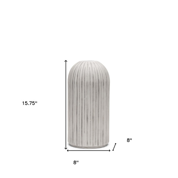 HomeRoots 16" Gray and White Striped Ceramic Floor Vase - Elegant Home Decor for Fresh Flowers & Arrangements 608582