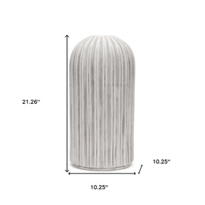 HomeRoots 21" Gray Striped Ceramic Floor Vase - Elegant Home Decor for Fresh Flowers & Dried Arrangements 608583