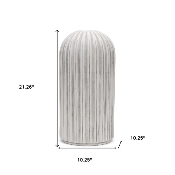 HomeRoots 21" Gray Striped Ceramic Floor Vase - Elegant Home Decor for Fresh Flowers & Dried Arrangements 608583