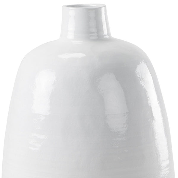 HomeRoots 32" Stylish Two-Tone Beige and White Ceramic Floor Vase for Artisanal Home Decor & Arrangements 608586