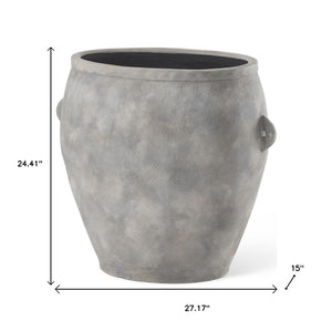 HomeRoots 24" Gray Ceramic Amphora Floor Vase - Sculptural Accent for Modern Interiors & Stylish Decor Solutions 608587