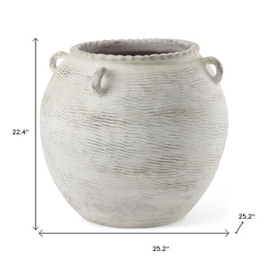HomeRoots 22" Cream Amphora Ceramic Floor Vase - Timeless Mediterranean Charm for Modern and Rustic Spaces 608590